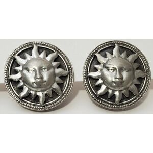 Vintage Ben Amun Sun Celestial Silver Tone Clip On Earrings Boho Hippie Festival
